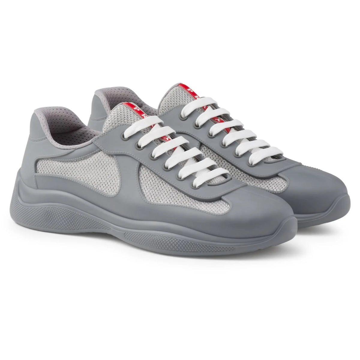 Prada Americas Cup Soft Rubber And Bike Fabric Steel Grey Sneaker