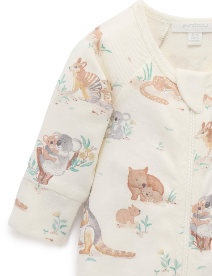 Purebaby Bush Babies Growsuit & Bib Set