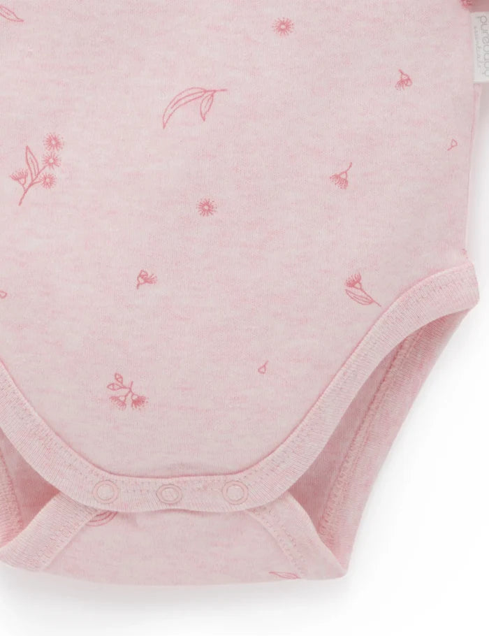 Purebaby Organic Easy Neck Long Sleeve Bodysuit 2 Pack - Pale Pink Blossom