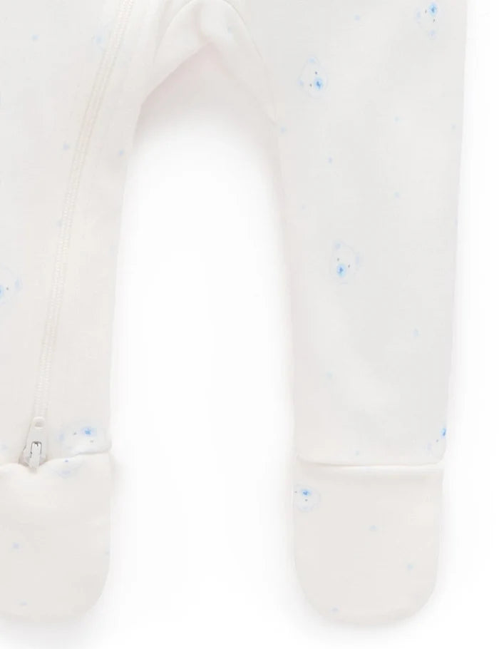Purebaby Organic Zip Growsuit 2 Pack - Pale Blue Bear