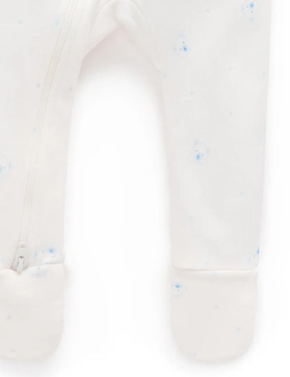 Purebaby Organic Zip Growsuit 2 Pack - Pale Blue Bear
