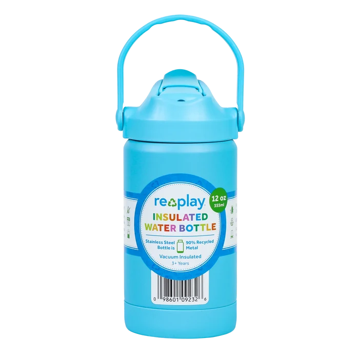 Re-Play 355ml Insulated Water Bottle -  Pool Blue