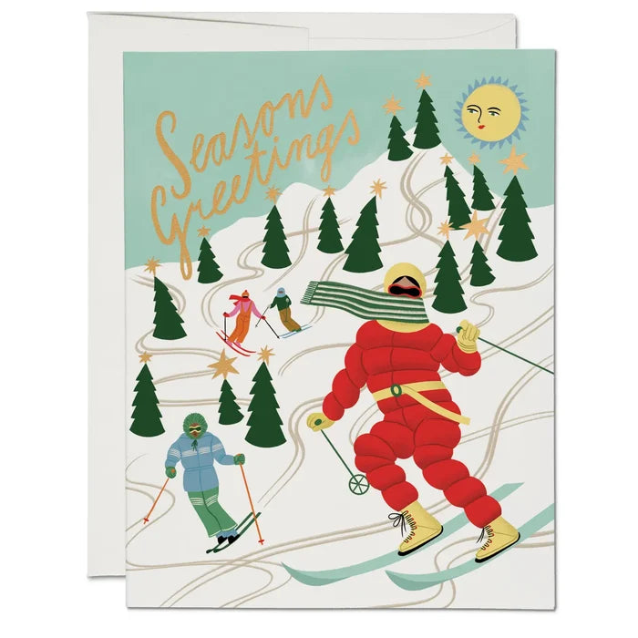 Red Cap Cards – Snowy Slopes Holiday Card