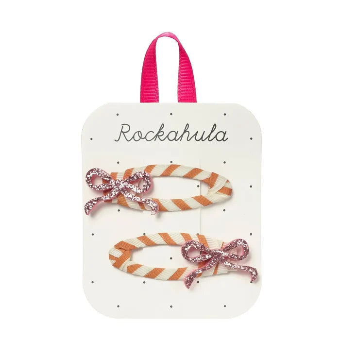 Rockahula Kids – Stripy Glitter Bow Clips