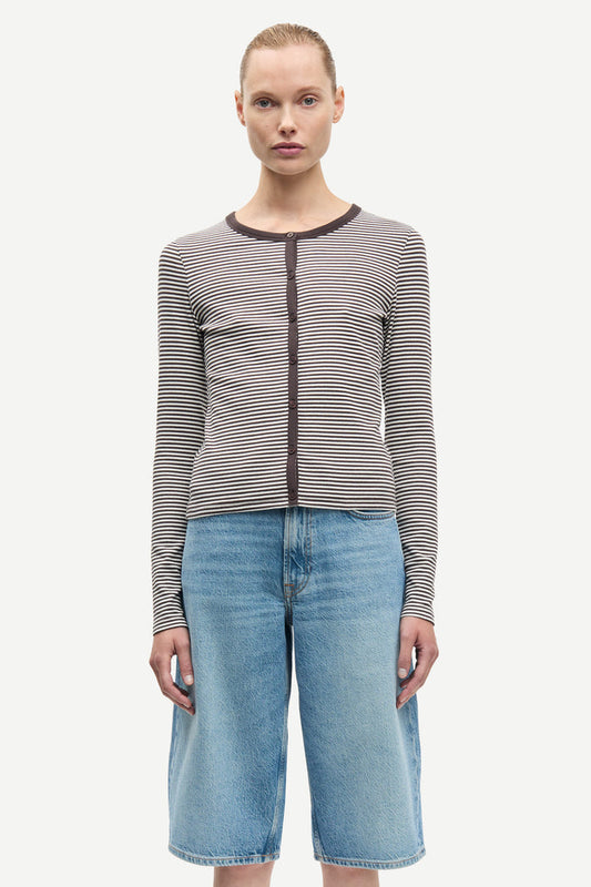 Samsoe Samsoe - Saalexo Cardigan in Mulch Stripe