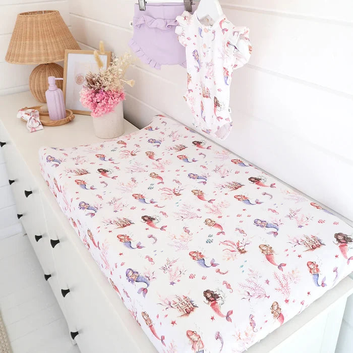 Snuggle Hunny Bassinet Sheet & Change Pad Cover - Mermaid