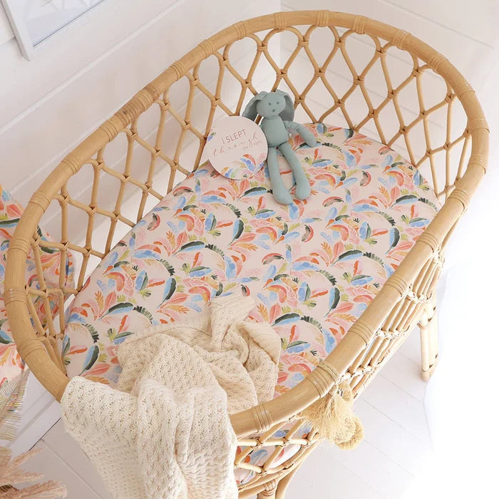 Snuggle Hunny Bassinet Sheet & Change Pad Cover - Summer Palm