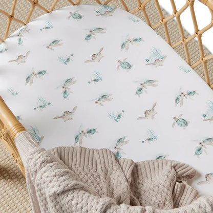 Snuggle Hunny Bassinet Sheet & Change Pad Cover - Turtle