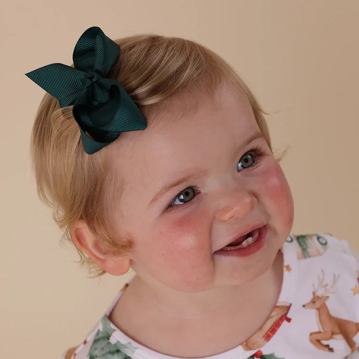 Snuggle Hunny Bow Hair Clip - Pine