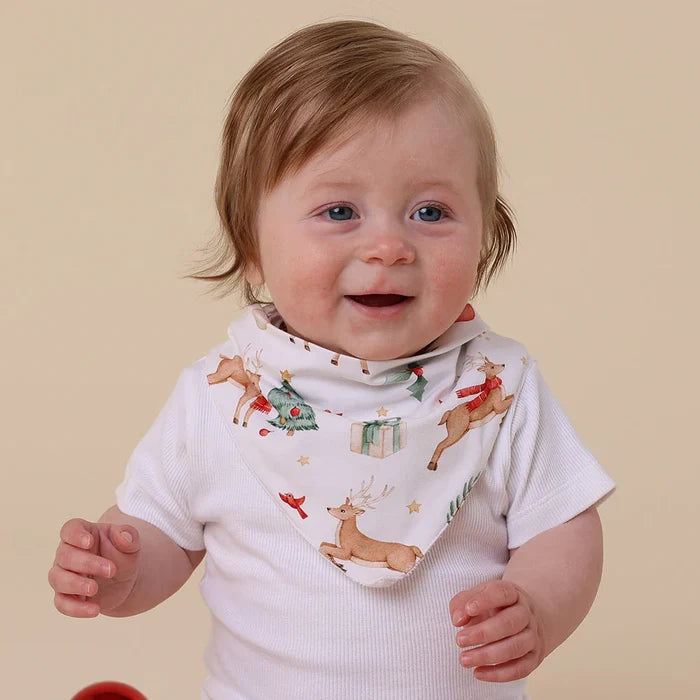 Snuggle Hunny Christmas Organic Dribble Bib - Prancer & Friends