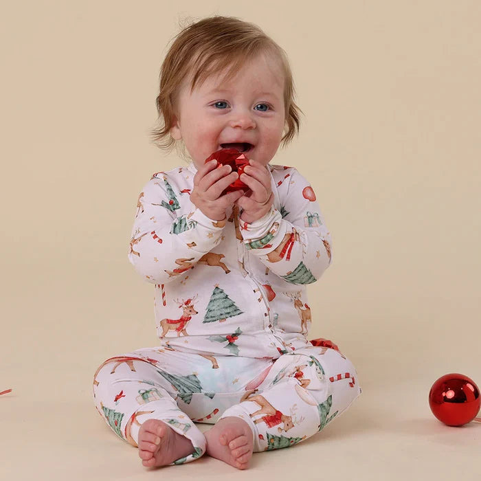 Snuggle Hunny Christmas Organic Snugglesuit - Prancer & Friends