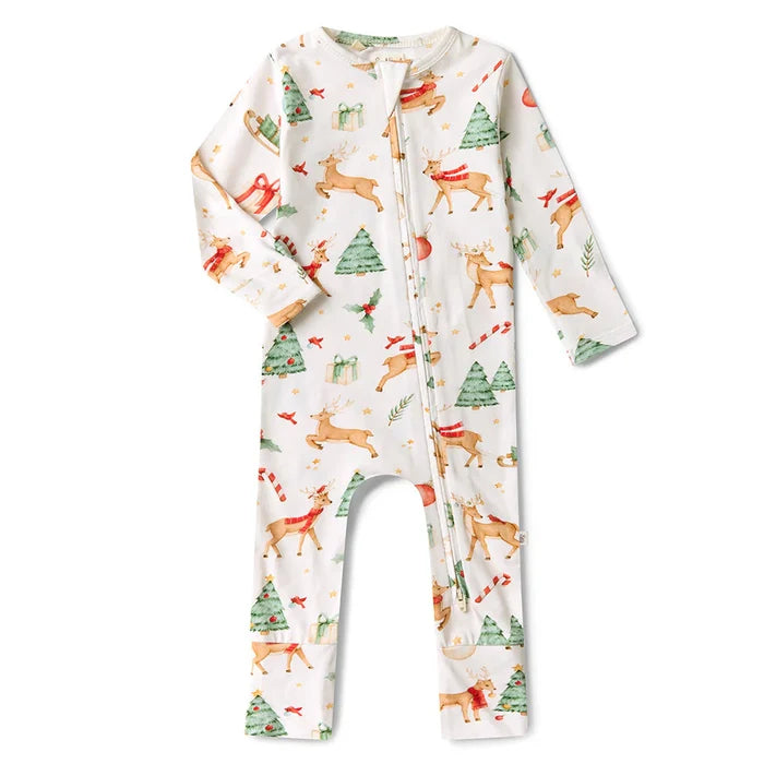 Snuggle Hunny Christmas Organic Snugglesuit - Prancer & Friends