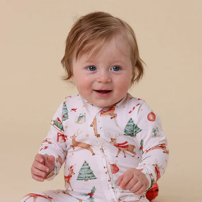 Snuggle Hunny Christmas Organic Snugglesuit - Prancer & Friends