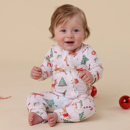 Snuggle Hunny Christmas Organic Snugglesuit - Prancer & Friends