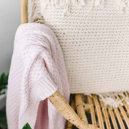 Snuggle Hunny Diamond Knit Baby Blanket - Blush