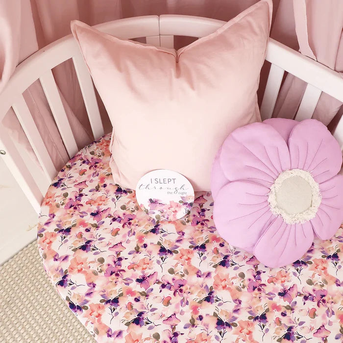 Snuggle Hunny Organic Fitted Jersey Cotton Cot Sheet - Blushing Beauty