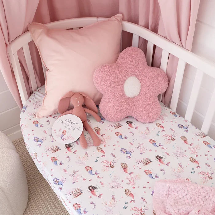 Snuggle Hunny Organic Fitted Jersey Cotton Cot Sheet - Mermaid