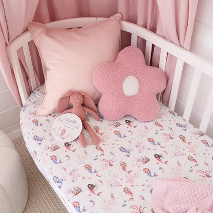 Snuggle Hunny Organic Fitted Jersey Cotton Cot Sheet - Mermaid