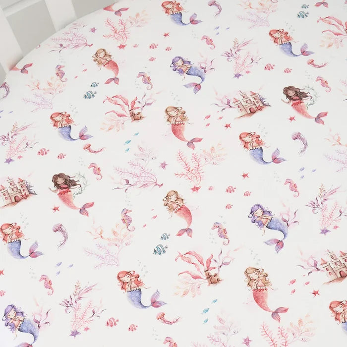 Snuggle Hunny Organic Fitted Jersey Cotton Cot Sheet - Mermaid