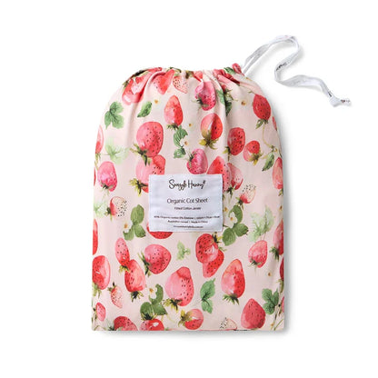Snuggle Hunny Organic Fitted Jersey Cotton Cot Sheet - Strawberry
