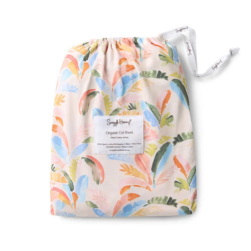 Snuggle Hunny Organic Fitted Jersey Cotton Cot Sheet - Summer Palm