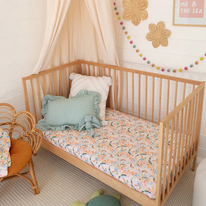 Snuggle Hunny Organic Fitted Jersey Cotton Cot Sheet - Summer Palm