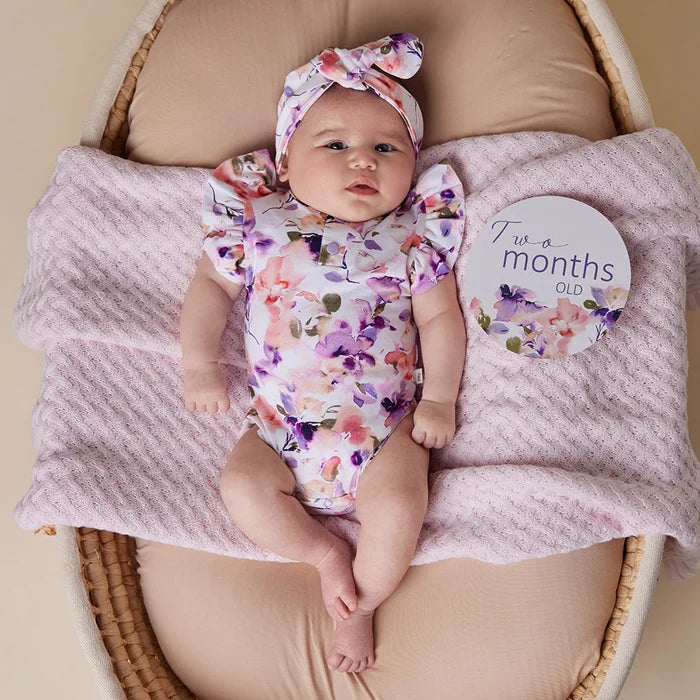 Snuggle Hunny Organic Short Sleeve Frill Bodysuit - Blushing Beauty