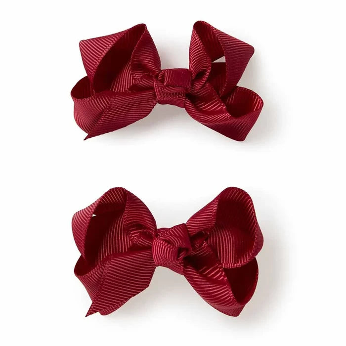 Snuggle Hunny Piggy Tail Hair Clips Pair - Burgundy