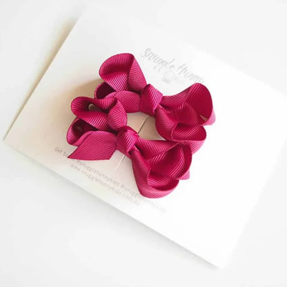 Snuggle Hunny Piggy Tail Hair Clips Pair - Burgundy