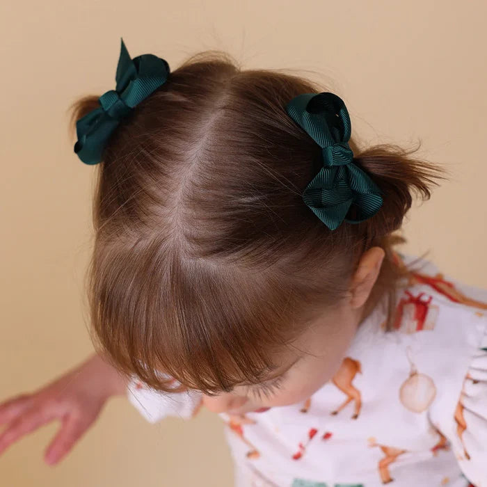 Snuggle Hunny Piggy Tail Hair Clips Pair - Pine
