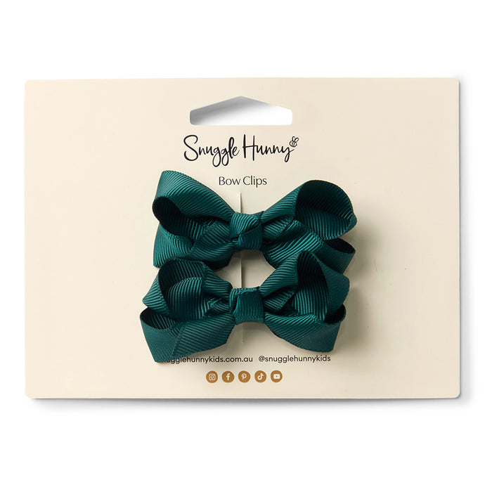 Snuggle Hunny Piggy Tail Hair Clips Pair - Pine