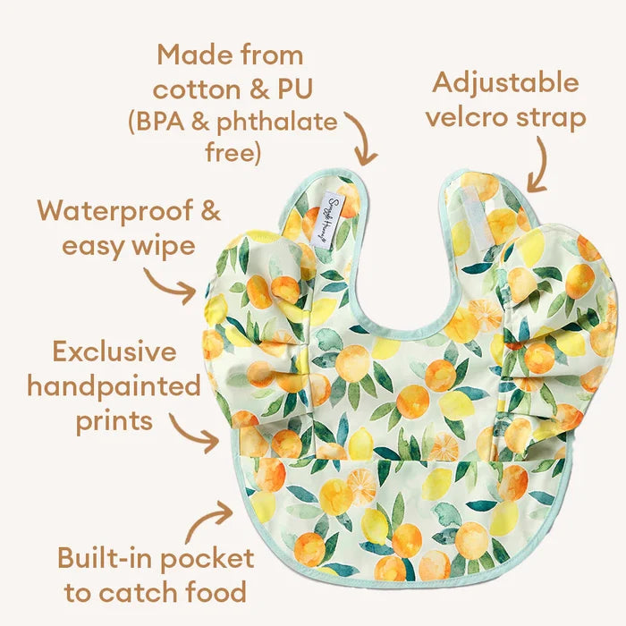 Snuggle Hunny Waterproof Frill Snuggle Bib - Citrus Squeeze