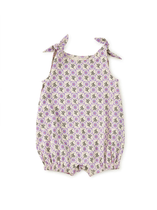 Tea Collection – Tie shoulder Romper in Tile Floral