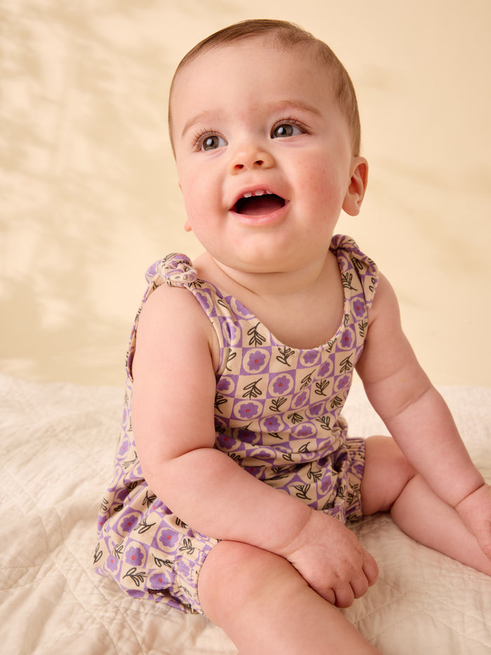 Tea Collection – Tie shoulder Romper in Tile Floral