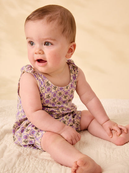 Tea Collection – Tie shoulder Romper in Tile Floral