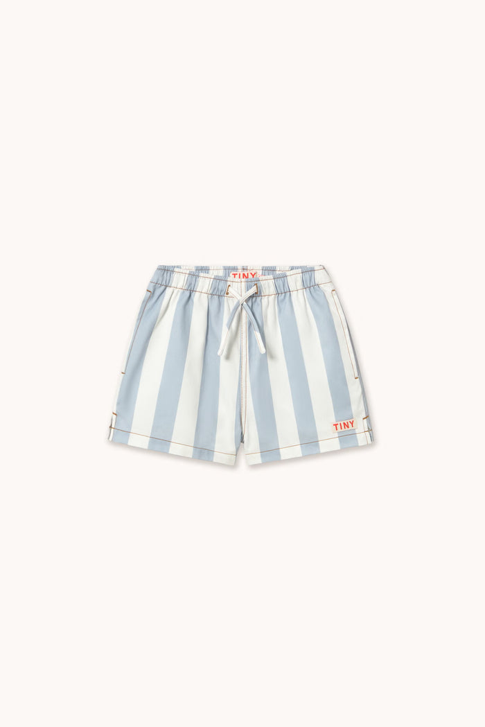 Tiny Cottons – Stripes Twill Shorts in Washed Blue