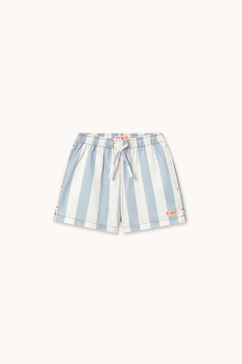 Tiny Cottons – Stripes Twill Shorts in Washed Blue