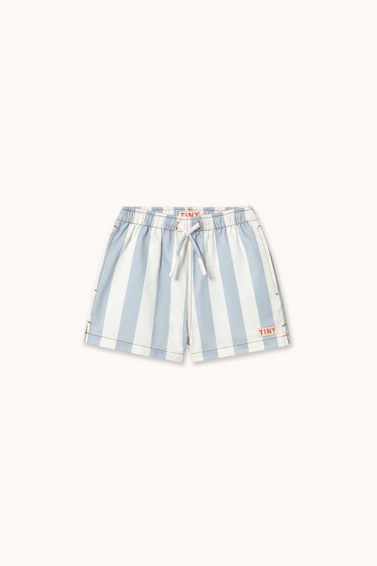 Tiny Cottons – Stripes Twill Shorts in Washed Blue