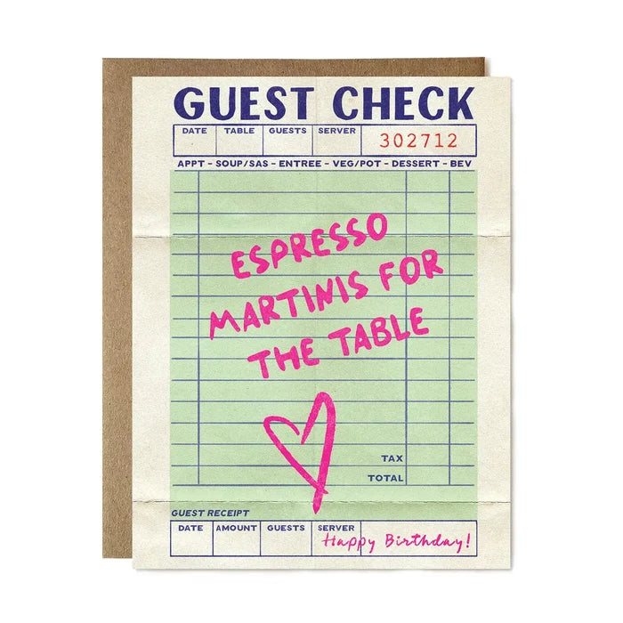 Ula Bloom - Espresso Martini Guest Check Greeting Card