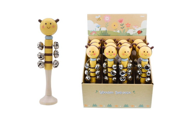Wooden Bee Jingle Bell Shaker