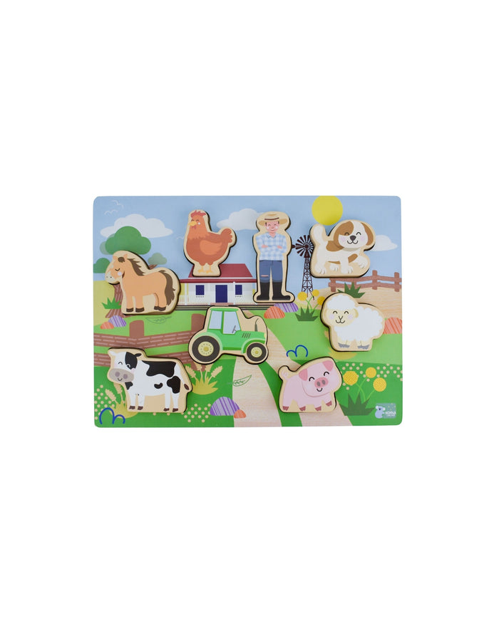 Wooden Chunky Aussie Farm Animal Puzzle/Playset