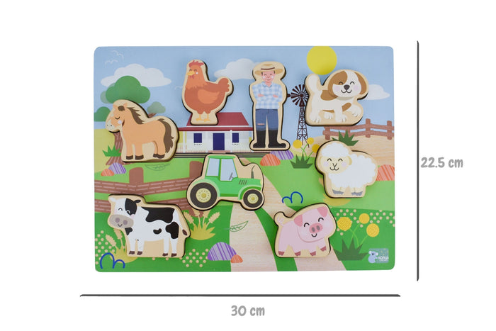 Wooden Chunky Aussie Farm Animal Puzzle/Playset