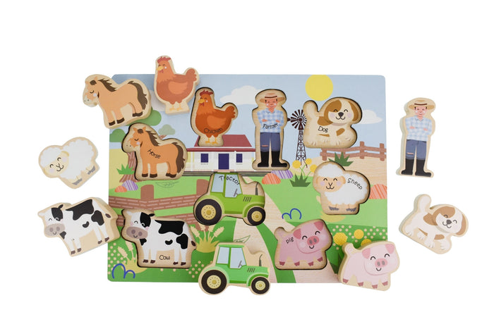 Wooden Chunky Aussie Farm Animal Puzzle/Playset